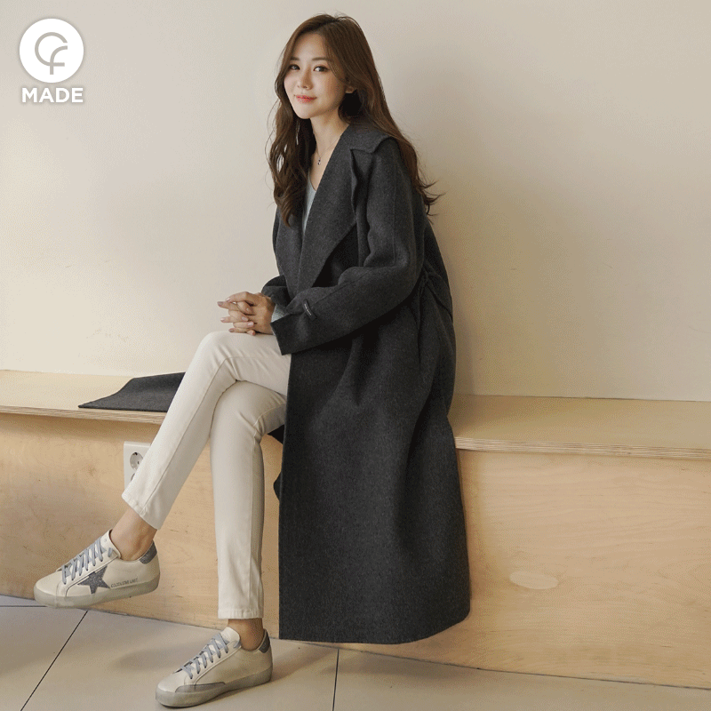 clicknfunny-(챠콜)갓프리미엄 핸드메이드코트+벨트SET♡韓國女裝外套