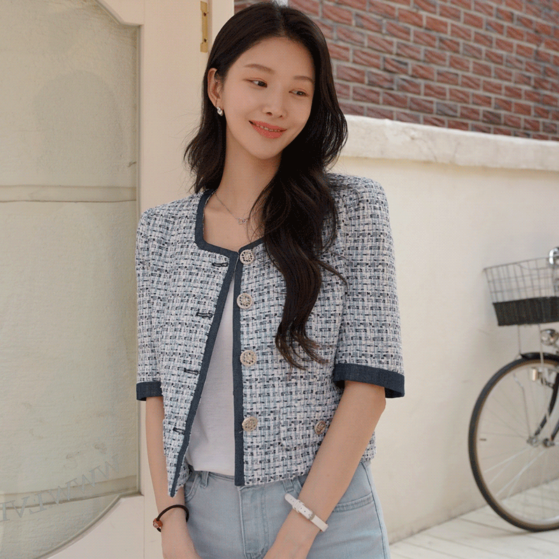 clicknfunny-[넨시배색 트위드자켓[S,M,L사이즈]]♡韓國女裝外套