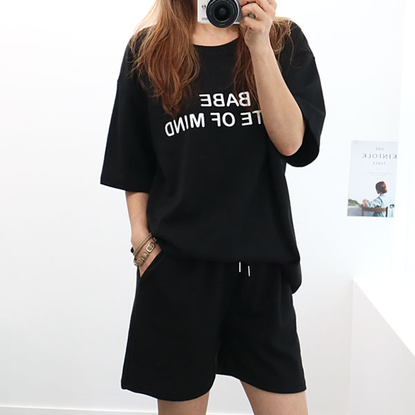 missylook-[여성 베베 반바지 트레이닝 세트 츄리닝 운동복 반팔티 티셔츠]♡韓國女裝套裝