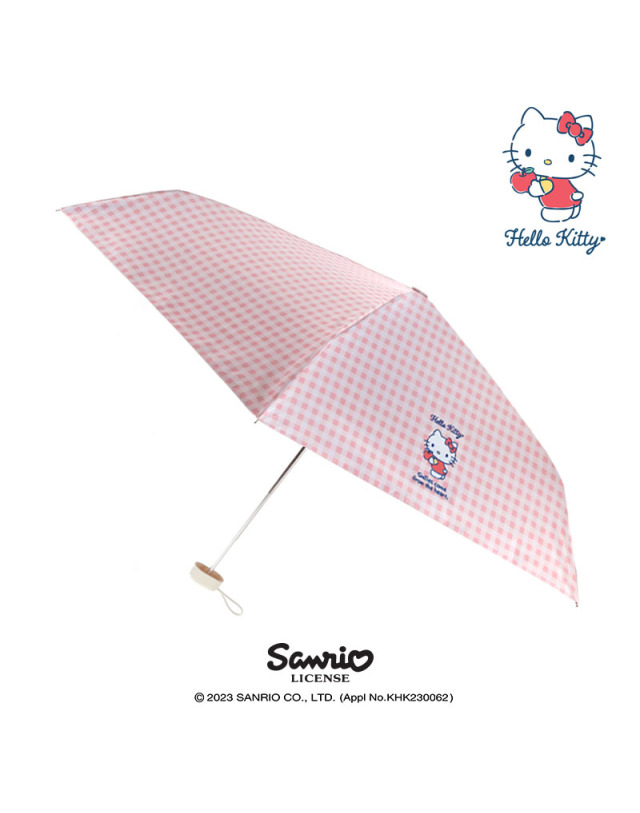 韓國SANRIO-平底50迷你格紋遮光五層傘 (Hello Kitty)