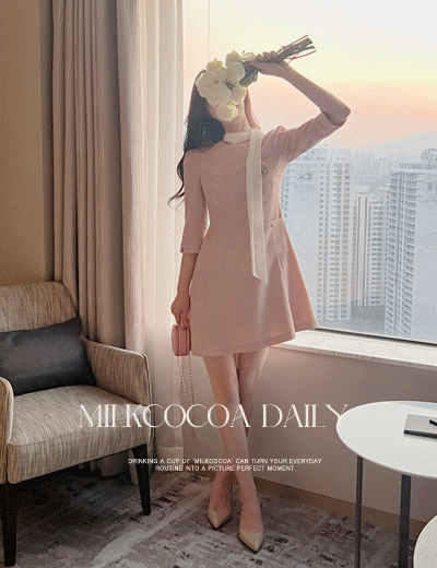 milkcocoa - New5%.Romantic scarf tweed dress ♡韓國女裝連身裙