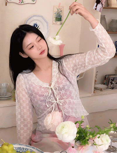 milkcocoa - New5%.flower lace ribbon cardigan ♡韓國女裝外套