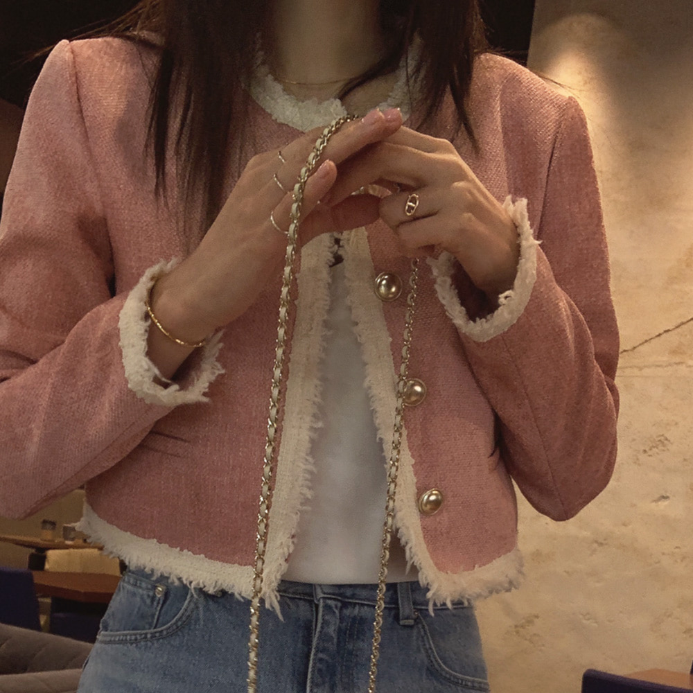 prostj - [made prostj] 오로라 트위드 트리밍 자켓 (2colors)♡韓國女裝外套