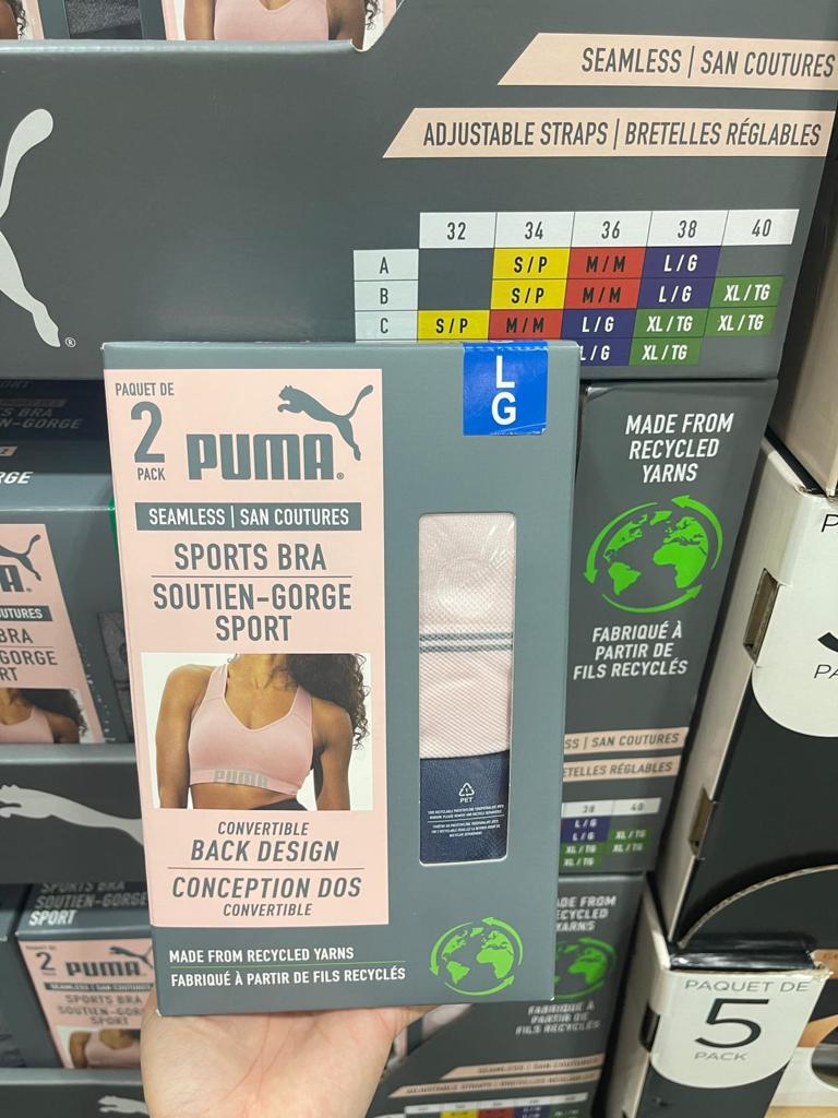 【加拿大空運直送】 Puma Seamless Sports Bra | Convertible Back Design 女裝可調節肩帶運動內衣 2件裝